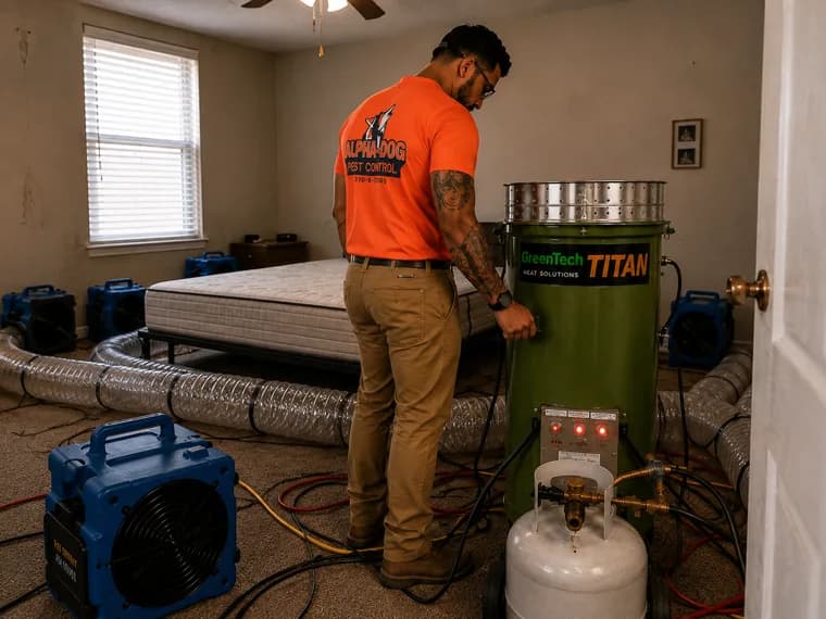 Alpha-Dog bed bug heat treatment service equipment.